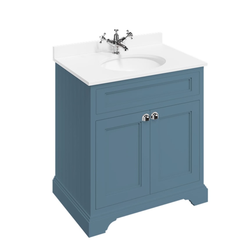 Burlington Minerva White 750mm Worktop & Blue Freestanding Vanity Unit